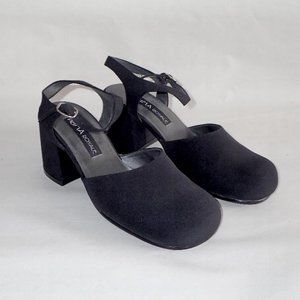 SOLD Prima Royale Woman's Black Silky Parade Mid Heals